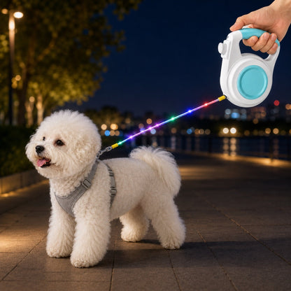 Light-Up Retractable Dog Leash – Rechargeable & Visible