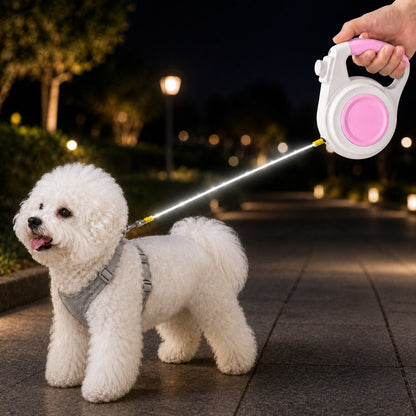 Light-Up Retractable Dog Leash – Rechargeable & Visible