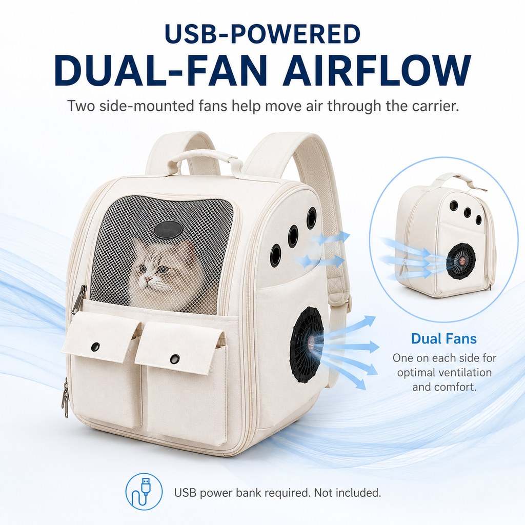 Dual-Fan Cat Carrier Backpack – Cooler, Less Stuffy Trips