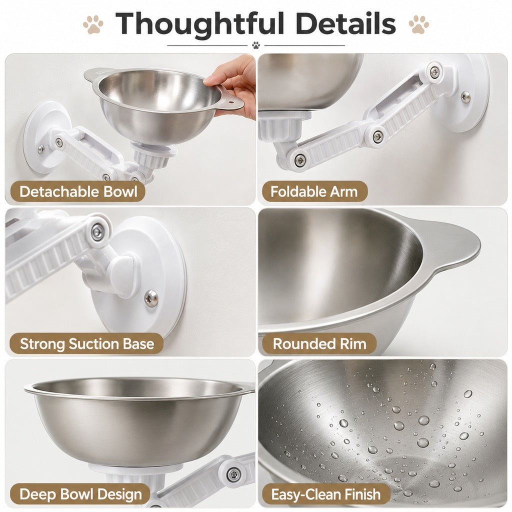No-Drill Wall-Mounted Pet Bowl – Cleaner Floors