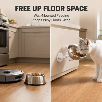 Magnetic Wall-Mounted Pet Bowl – Space-Saving Feeding