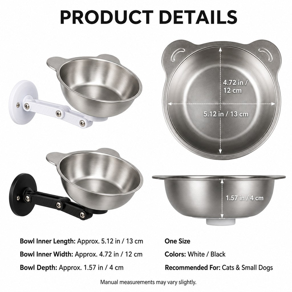 Magnetic Wall-Mounted Pet Bowl – Space-Saving Feeding