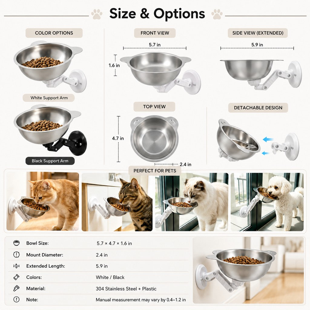 No-Drill Wall-Mounted Pet Bowl – Cleaner Floors