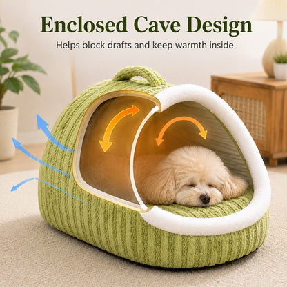 Warm Cave Dog Bed – Cozy Enclosed Winter Sleep
