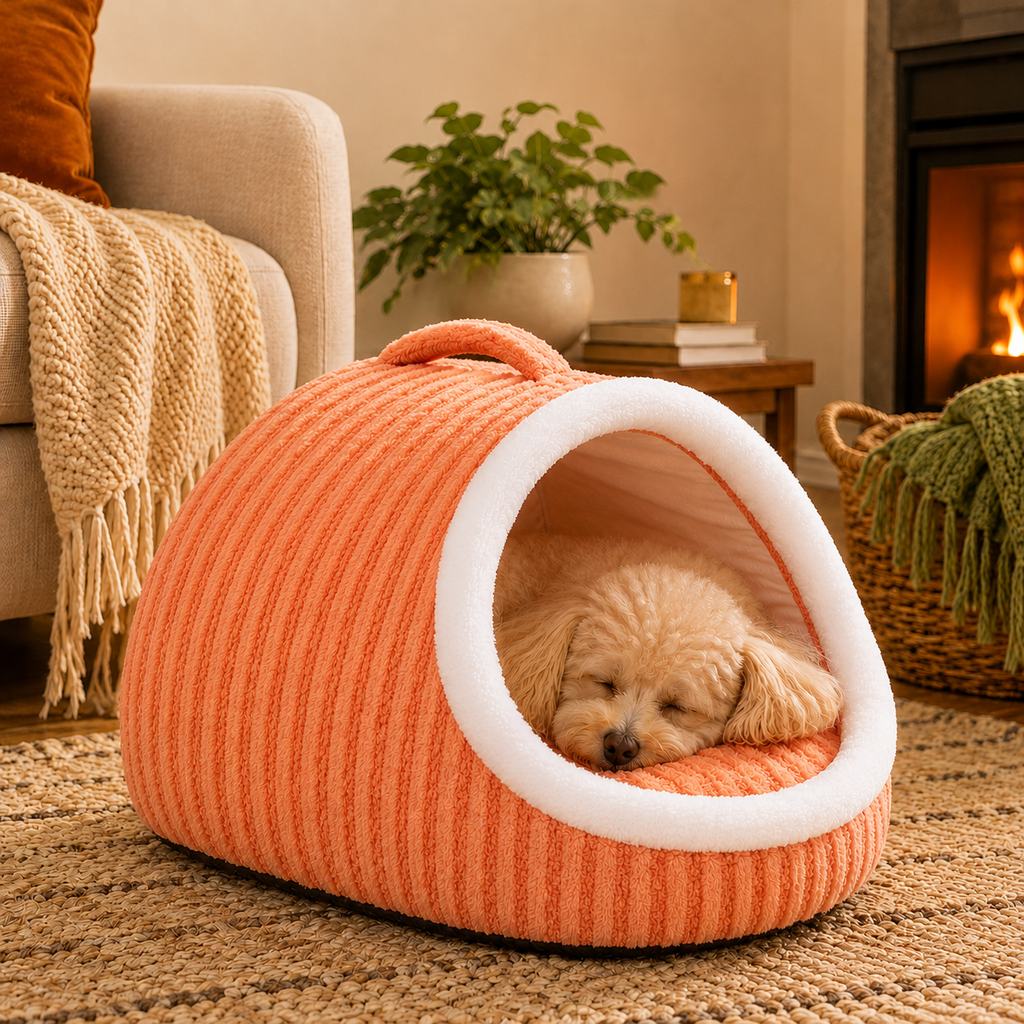 Warm Cave Dog Bed – Cozy Enclosed Winter Sleep