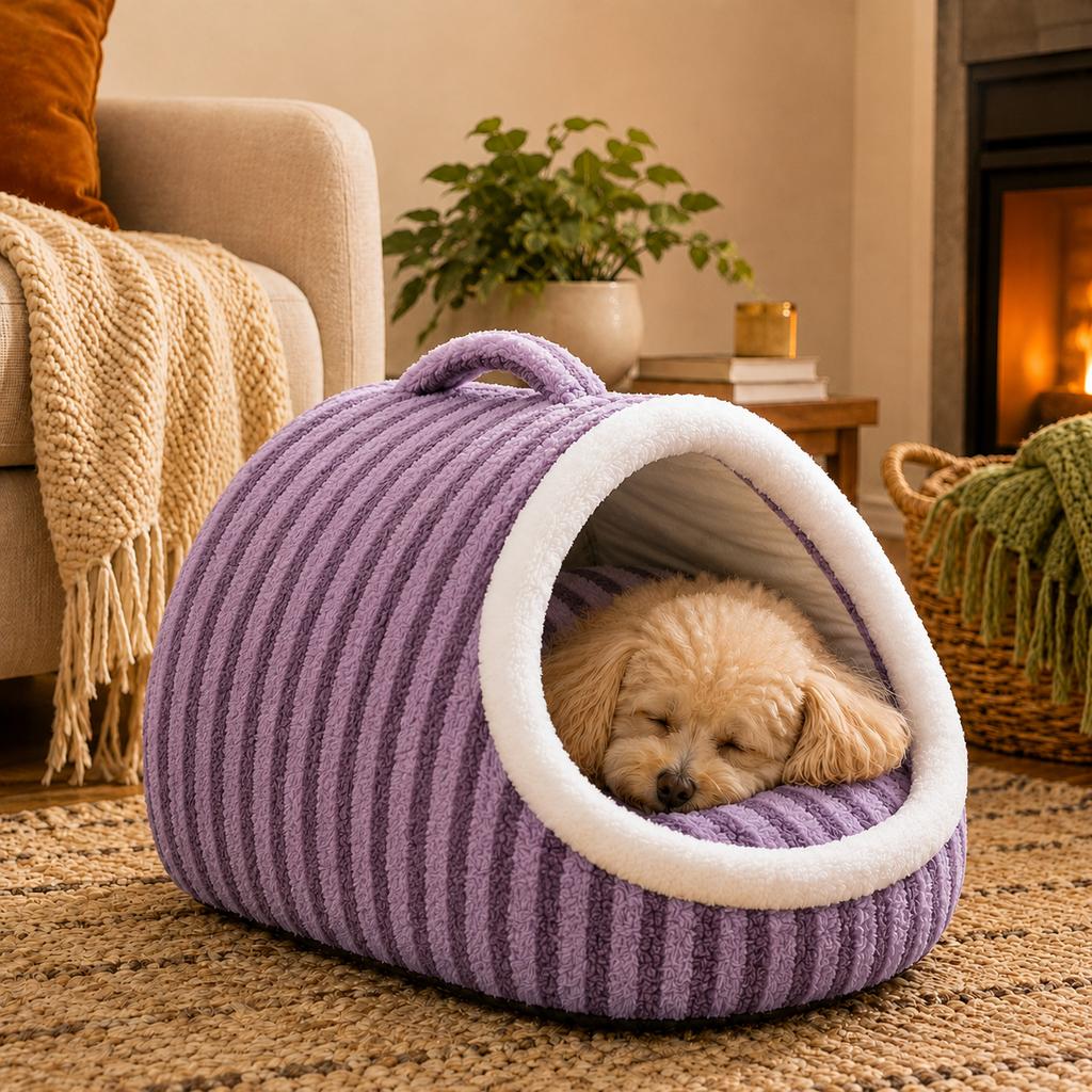 Warm Cave Dog Bed – Cozy Enclosed Winter Sleep