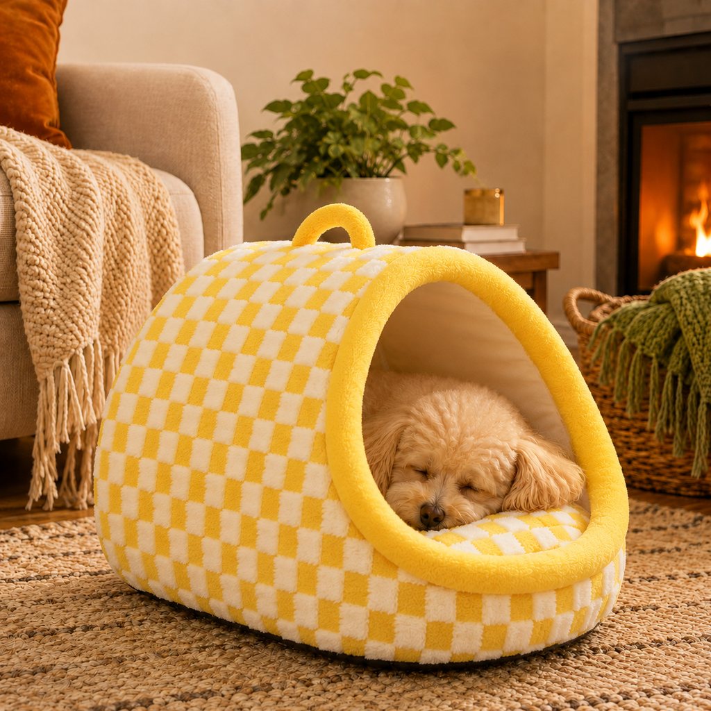 Warm Cave Dog Bed – Cozy Enclosed Winter Sleep