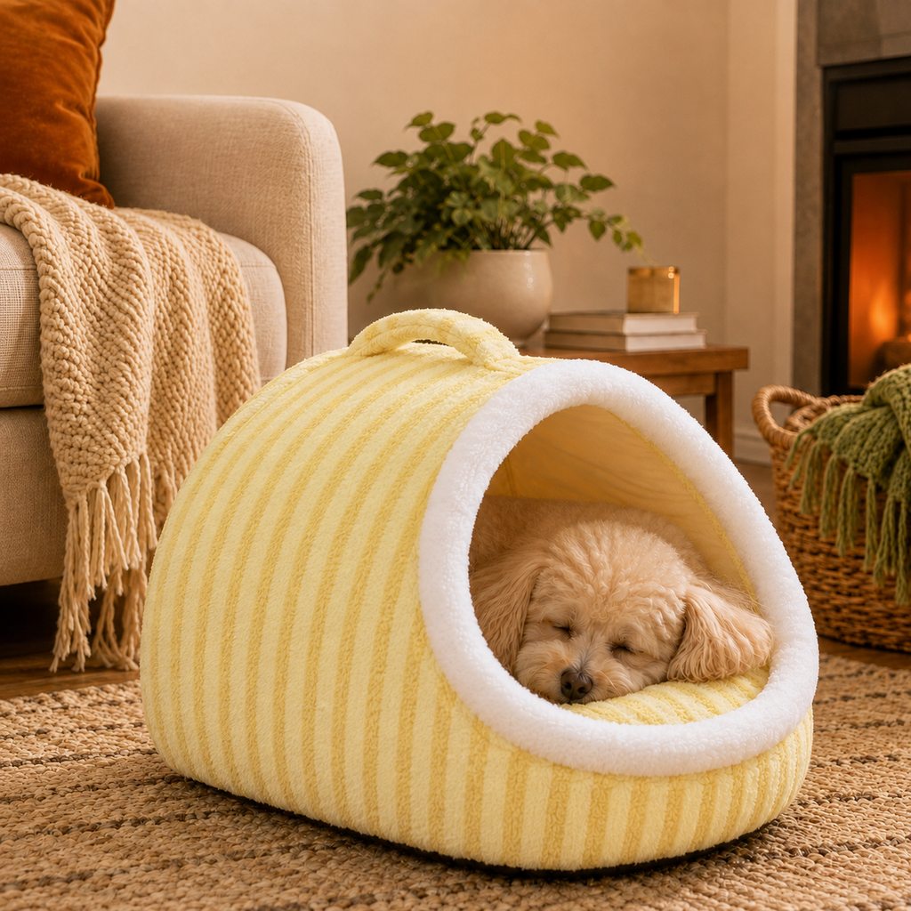 Warm Cave Dog Bed – Cozy Enclosed Winter Sleep