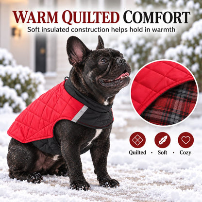 Reversible Quilted Dog Coat – Water-Resistant 2-in-1