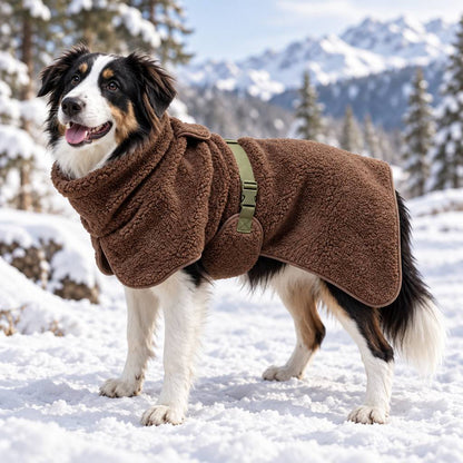 Sherpa Fleece Dog Winter Coat – Warm & Adjustable