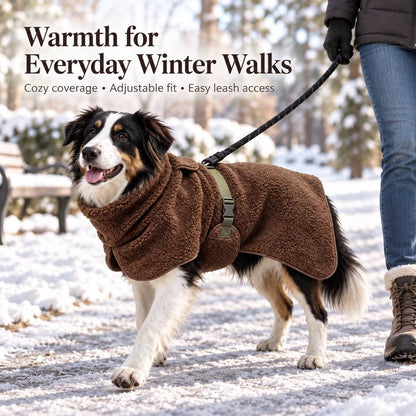 Sherpa Fleece Dog Winter Coat – Warm & Adjustable