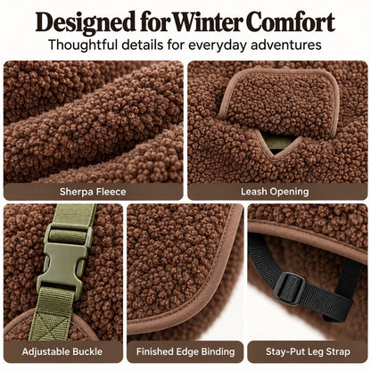 Sherpa Fleece Dog Winter Coat – Warm & Adjustable