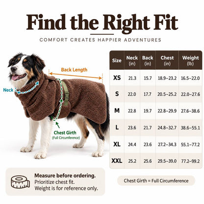 Sherpa Fleece Dog Winter Coat – Warm & Adjustable