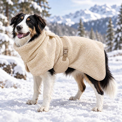 Sherpa Fleece Dog Winter Coat – Warm & Adjustable