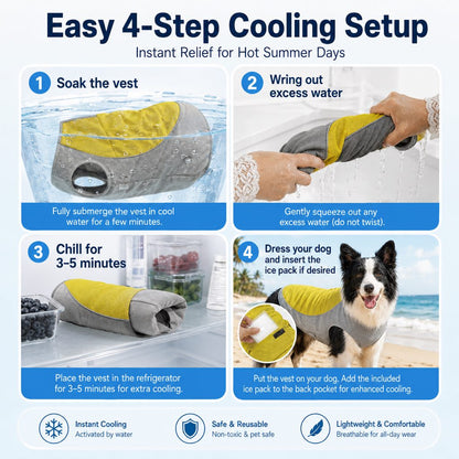 Dog Cooling Vest with Ice Pack Pocket – Summer Heat Relief