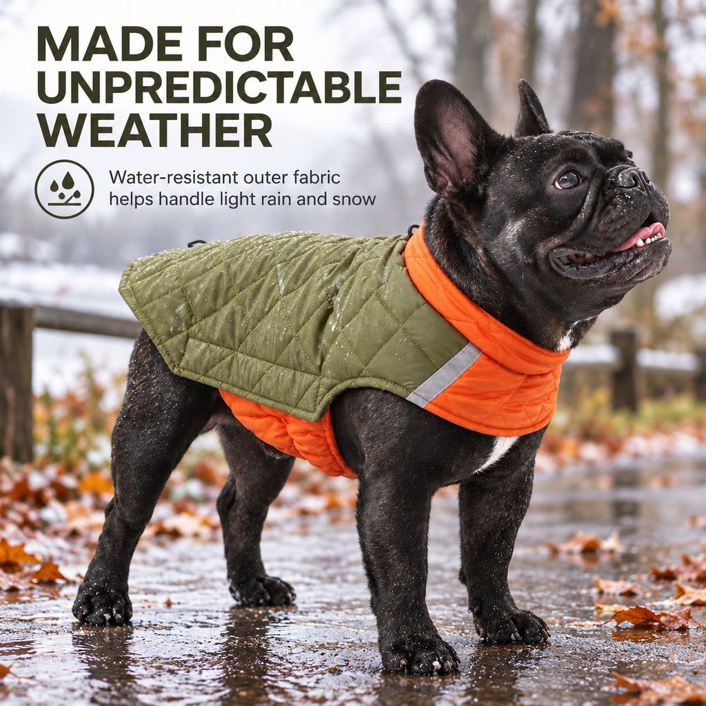 Reversible Quilted Dog Coat – Water-Resistant 2-in-1