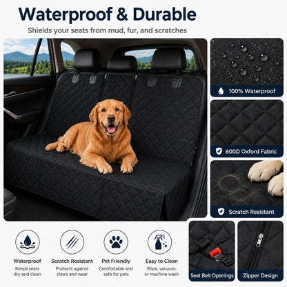 Waterproof Dog Back Seat Cover – Mud & Fur Protection