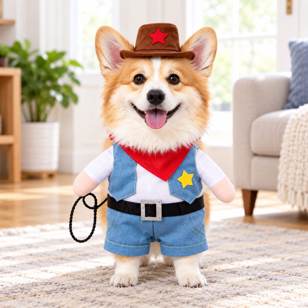 Cowboy Dog Costume – Sheriff Hat, Bandana & Arms