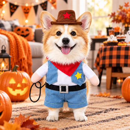 Cowboy Dog Costume – Sheriff Hat, Bandana & Arms