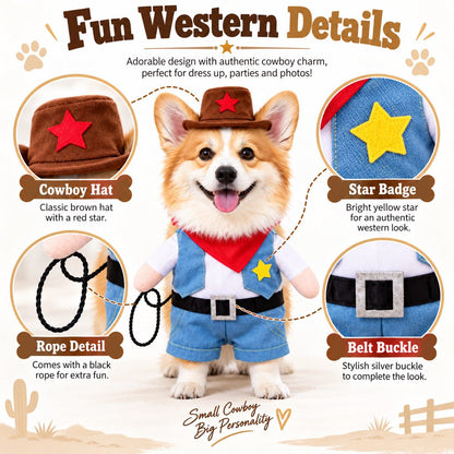 Cowboy Dog Costume – Sheriff Hat, Bandana & Arms