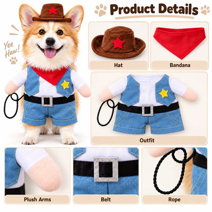 Cowboy Dog Costume – Sheriff Hat, Bandana & Arms