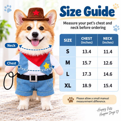 Cowboy Dog Costume – Sheriff Hat, Bandana & Arms