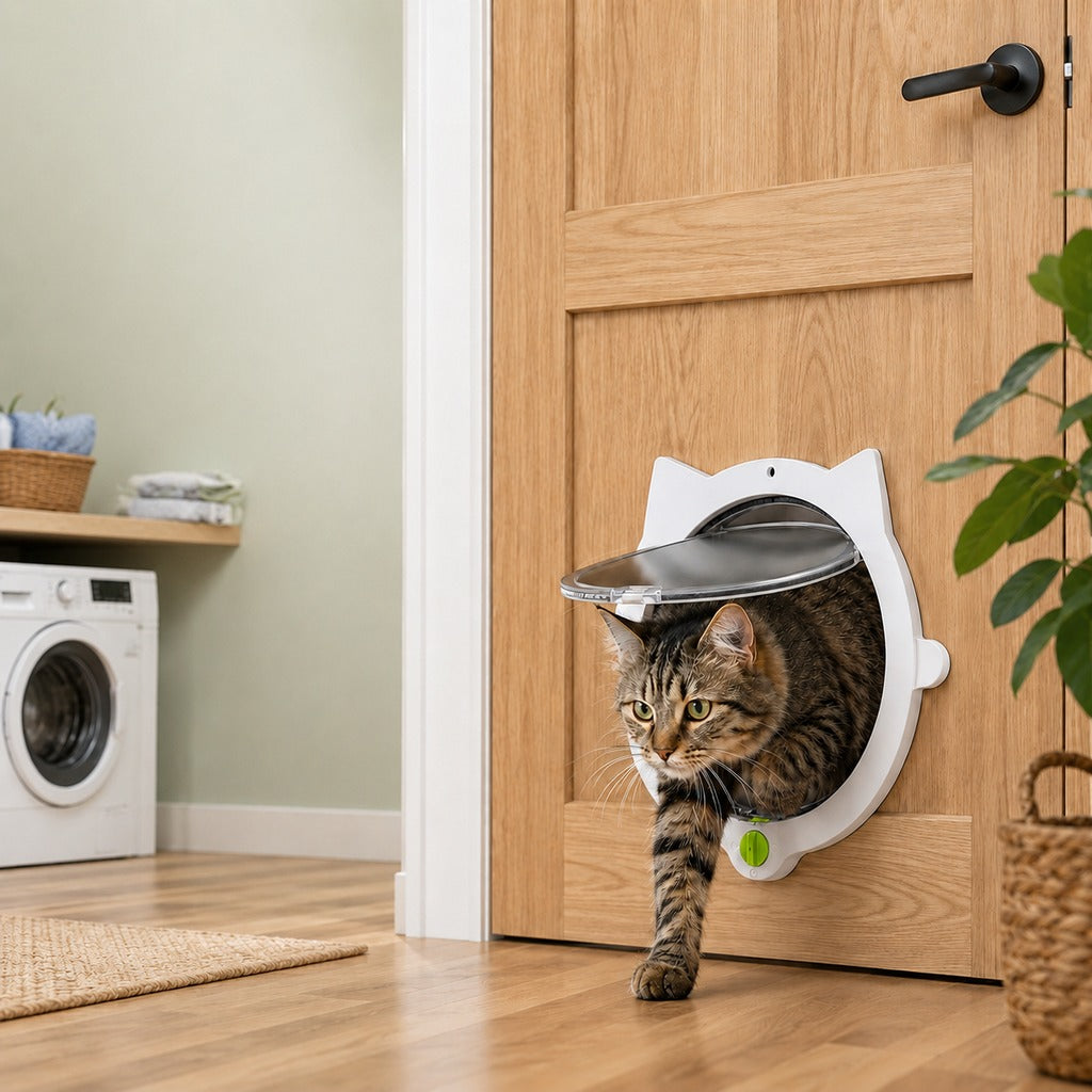4-Way Locking Cat Door – No More Door Scratching