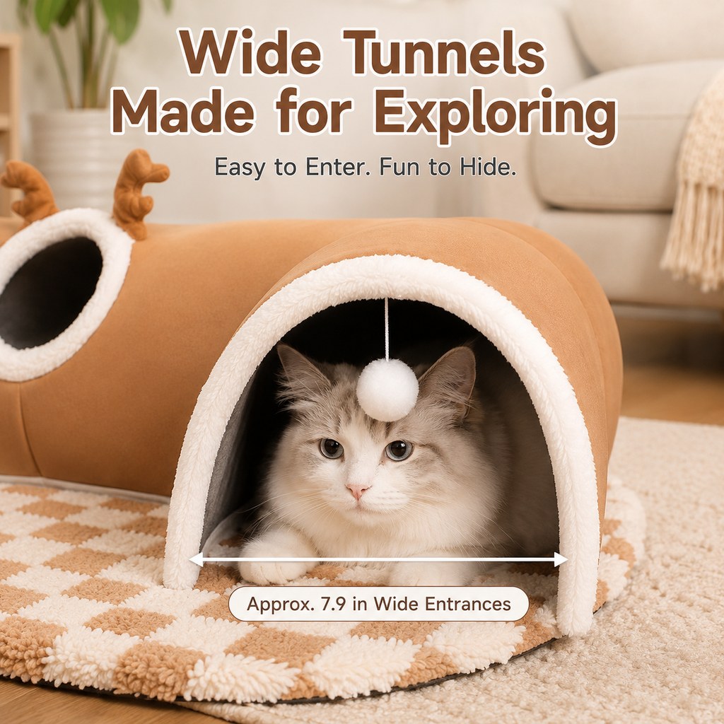 3-in-1 Multi-Cat Tunnel Bed – Rest & Play Together