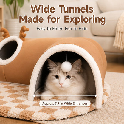 3-in-1 Multi-Cat Tunnel Bed – Rest & Play Together