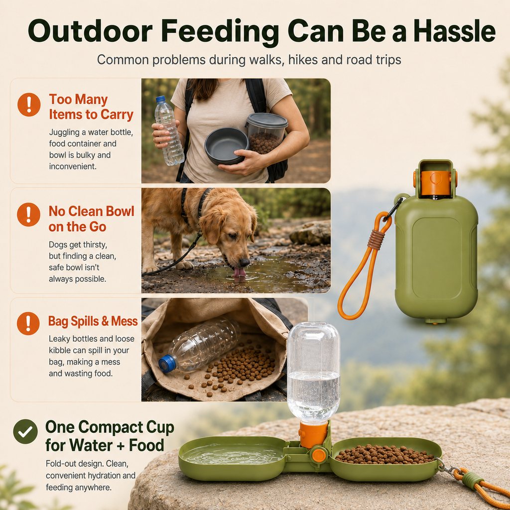 Folding Pet Water & Food Cup – Leak-Resistant Travel