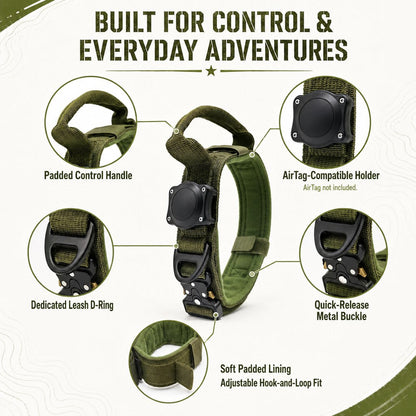 AirTag Tactical Dog Collar – Control Handle Grip