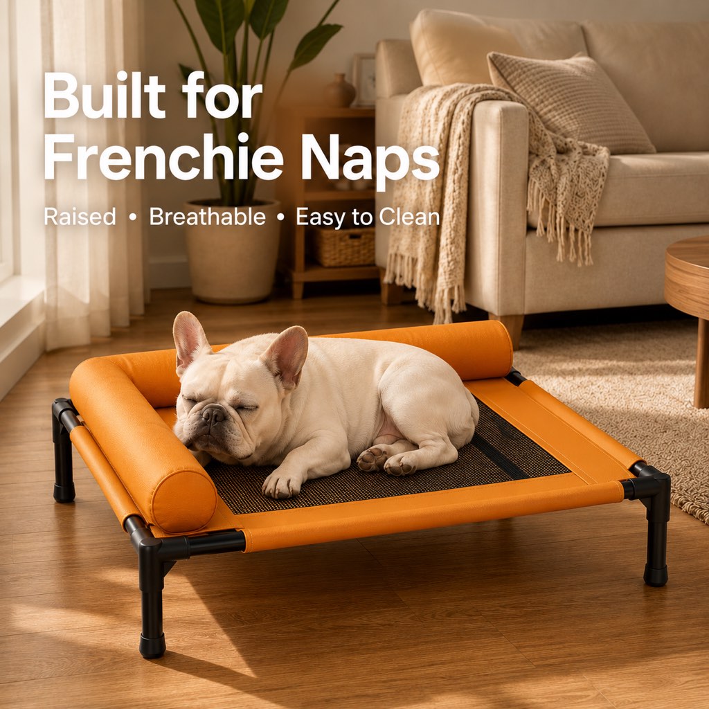 Elevated Dog Cot with Bolsters – Cooler, Breathable Naps