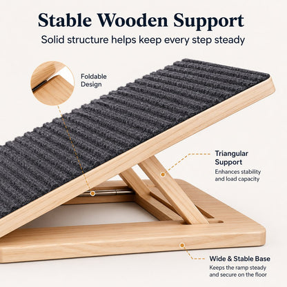 Foldable Wooden Dog Stairs – Non-Slip Sofa & Bed Access