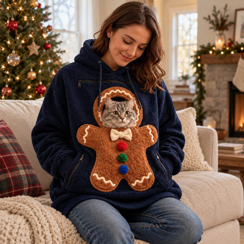 Christmas Pet Pouch Hoodie – Cozy Hands-Free Cuddles