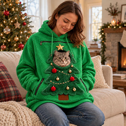 Christmas Pet Pouch Hoodie – Cozy Hands-Free Cuddles
