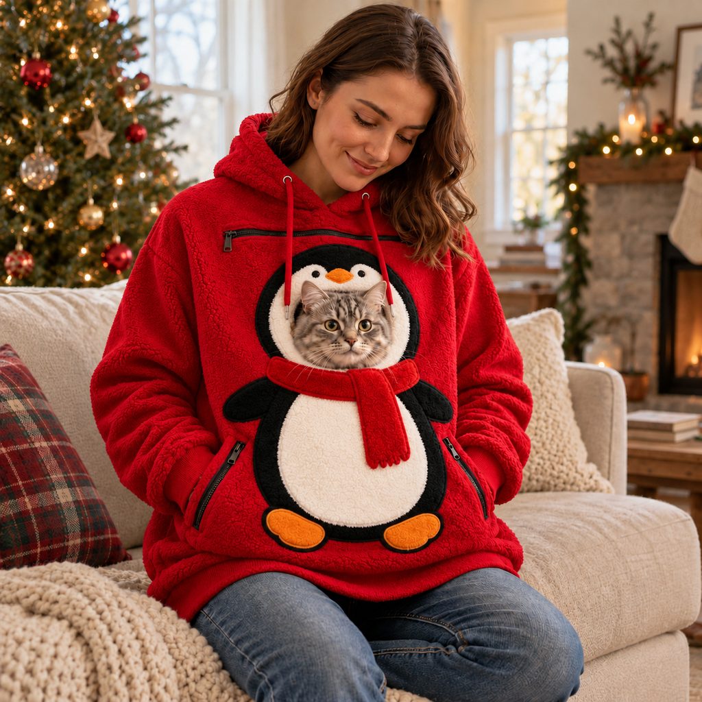 Christmas Pet Pouch Hoodie – Cozy Hands-Free Cuddles