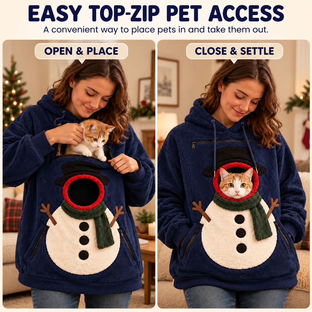 Christmas Pet Pouch Hoodie – Cozy Hands-Free Cuddles