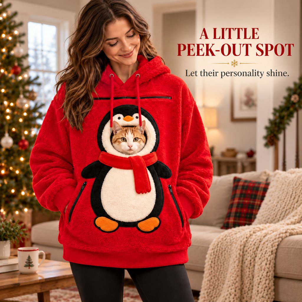 Christmas Pet Pouch Hoodie – Cozy Hands-Free Cuddles
