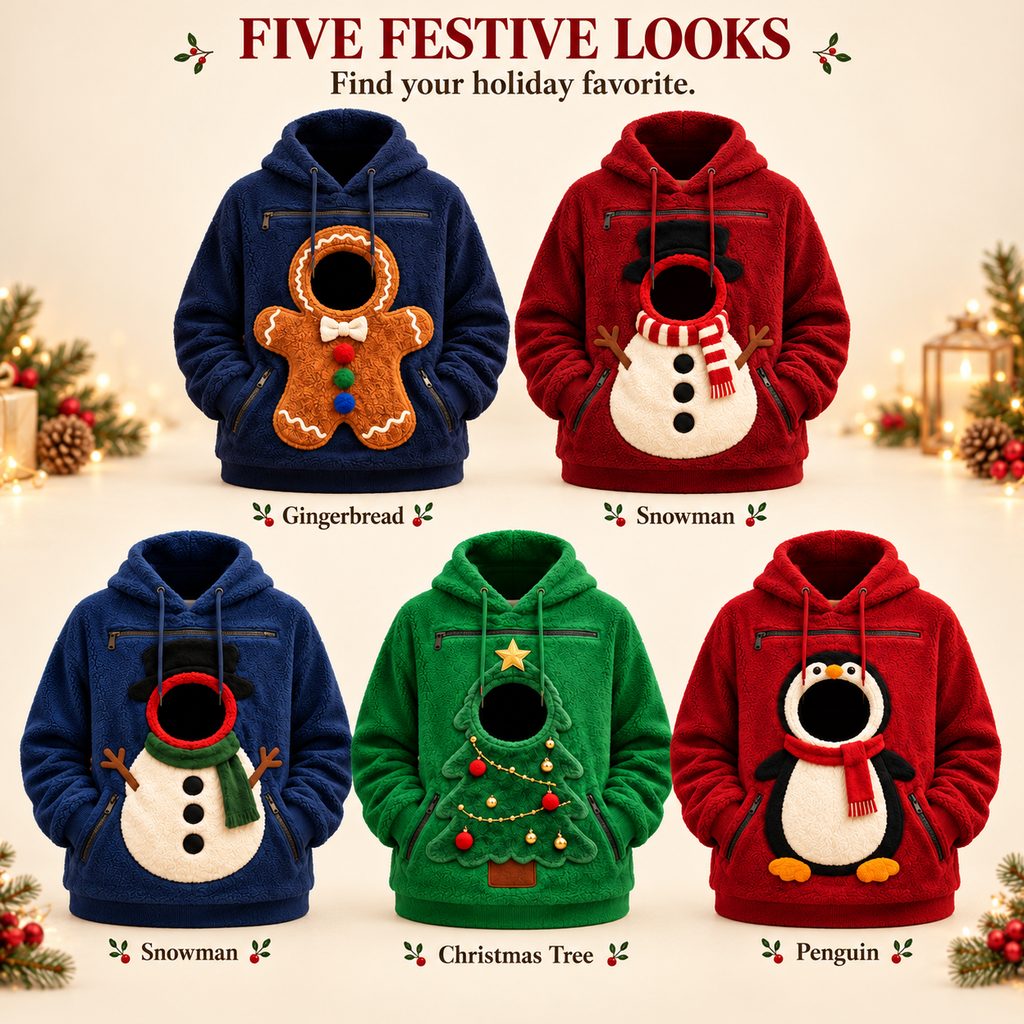Christmas Pet Pouch Hoodie – Cozy Hands-Free Cuddles