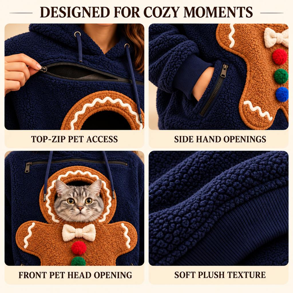 Christmas Pet Pouch Hoodie – Cozy Hands-Free Cuddles