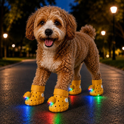 Step-Activated RGB Dog Boots – Light-Up Night Walks