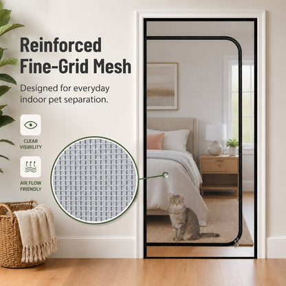 Zippered Mesh Pet Door Barrier – Keep Cats in Rooms