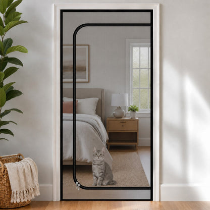 Zippered Mesh Pet Door Barrier – Keep Cats in Rooms